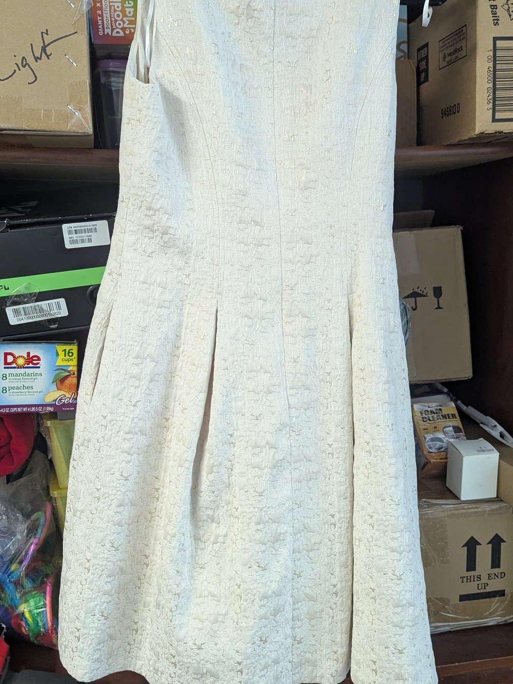 Vince Camuto Strapless Textured Cocktail Dress with Beaded Neckline - Picture 5 of 6